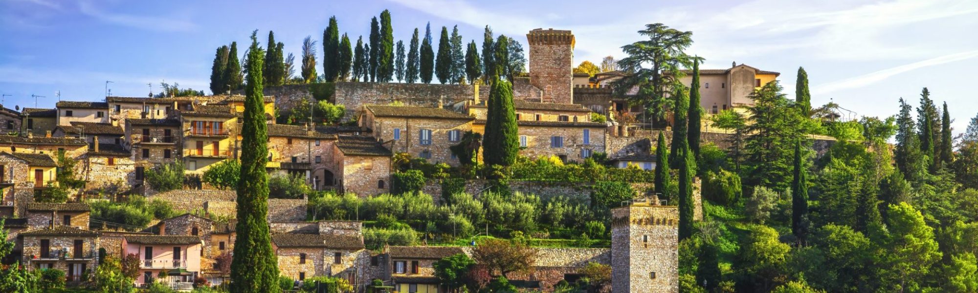 Spello medieval village skyline. Perugia, Umbria, Italy, Europe.